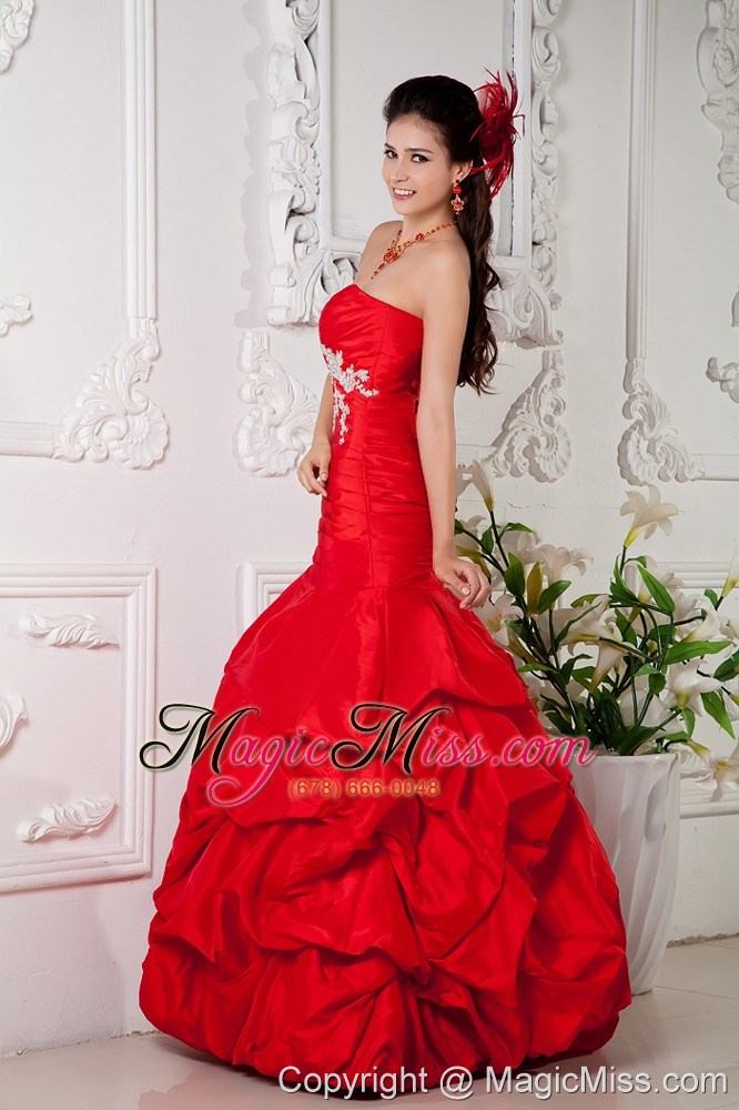 wholesale beautiful red mermaid sweetheart prom / evening dress taffeta appliques floor-length