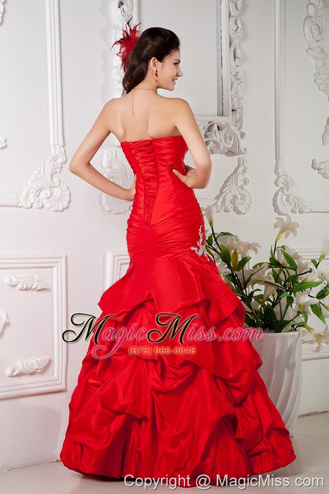 wholesale beautiful red mermaid sweetheart prom / evening dress taffeta appliques floor-length
