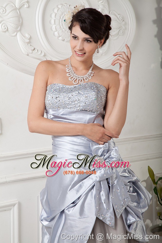 wholesale lilac column strapless ankle-length satin and tulle beading prom dress