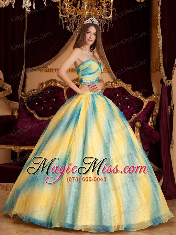 wholesale ombre color ball gown sweetheart floor-length beading organza quinceanera dress
