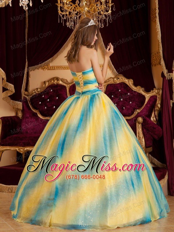 wholesale ombre color ball gown sweetheart floor-length beading organza quinceanera dress