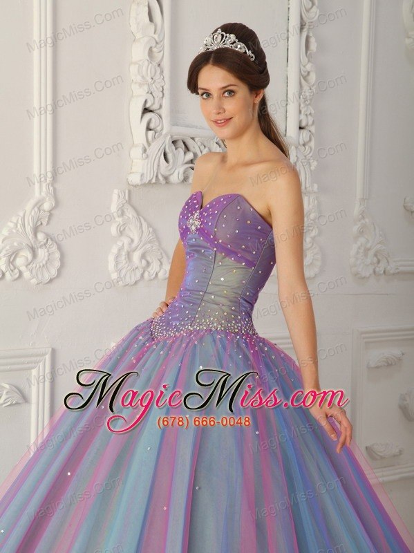 wholesale multi-color ball gown sweetheart floor-length tulle beading quinceanera dress