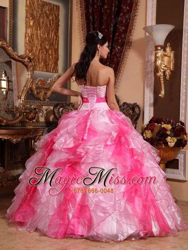 wholesale multi-colored ball gown sweetheart floor-length organza beading and ruch quinceanera dress