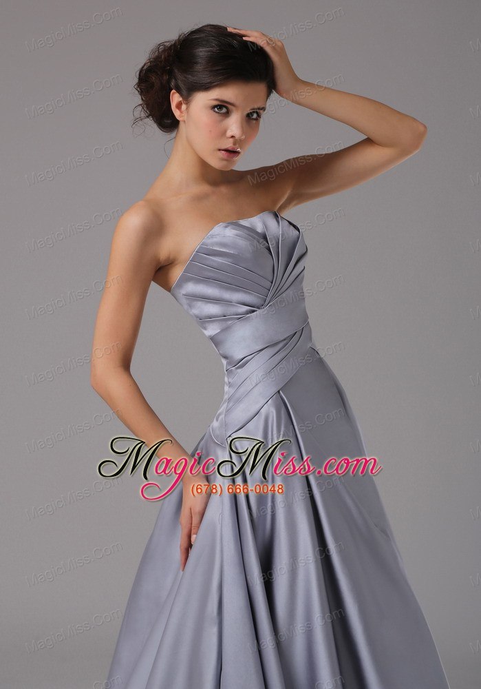 wholesale strapless elastic woven satin a-line / princess brush/sweep 2013 prom dress ruched