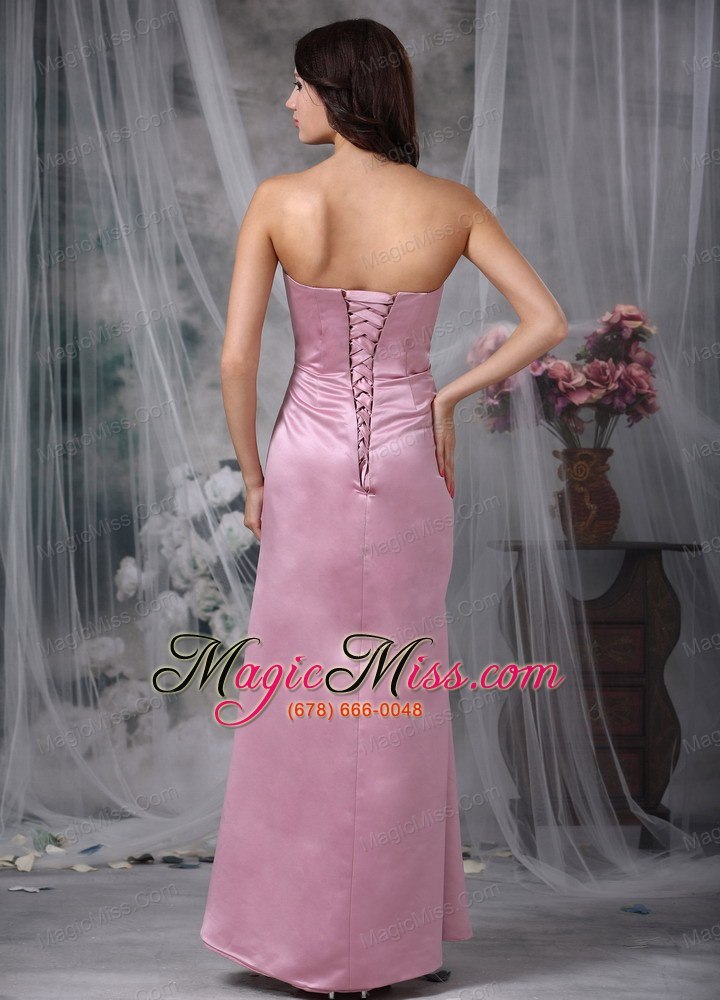 wholesale rose pink column strapless floor-length appliques taffeta prom dress