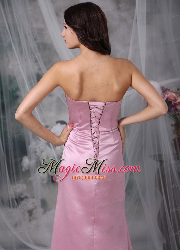 wholesale rose pink column strapless floor-length appliques taffeta prom dress