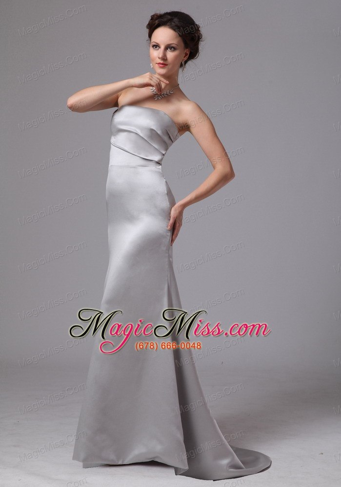 wholesale simple sliver column satin brush train mother of the bride dress for customize in clayton georgia