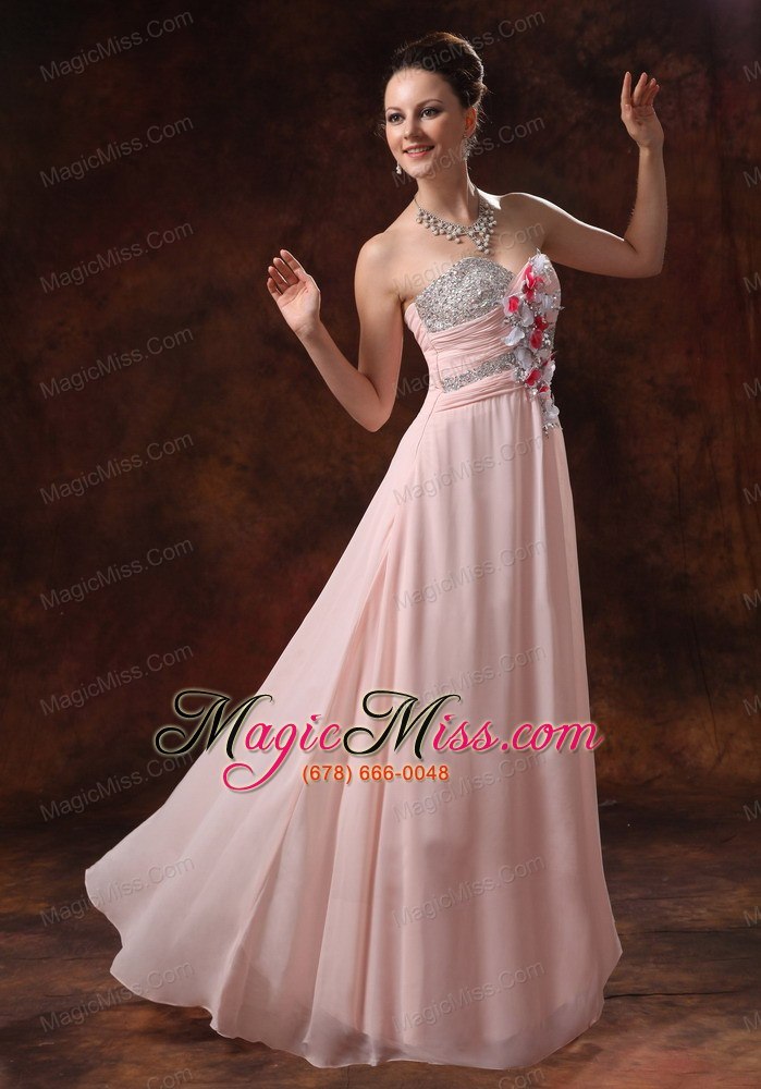 wholesale baby pink beaded decorate sweetheart and hand made flowers prom / pagent dress for prom party in covington georgia