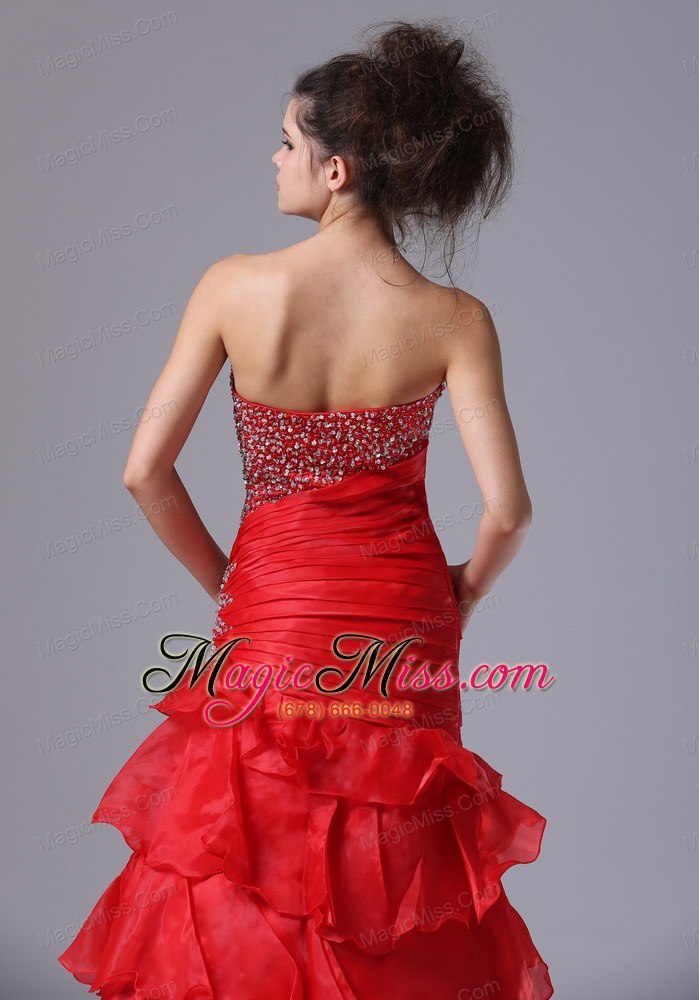 wholesale red party sexy prom dress mermaid sweetheart organza floor-length
