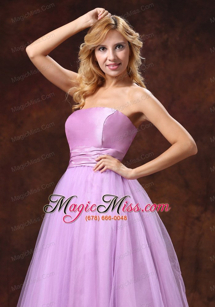 wholesale strapless neckline tulle lavender princess bridesmaid dress for wedding party