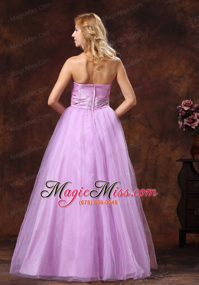 wholesale strapless neckline tulle lavender princess bridesmaid dress for wedding party