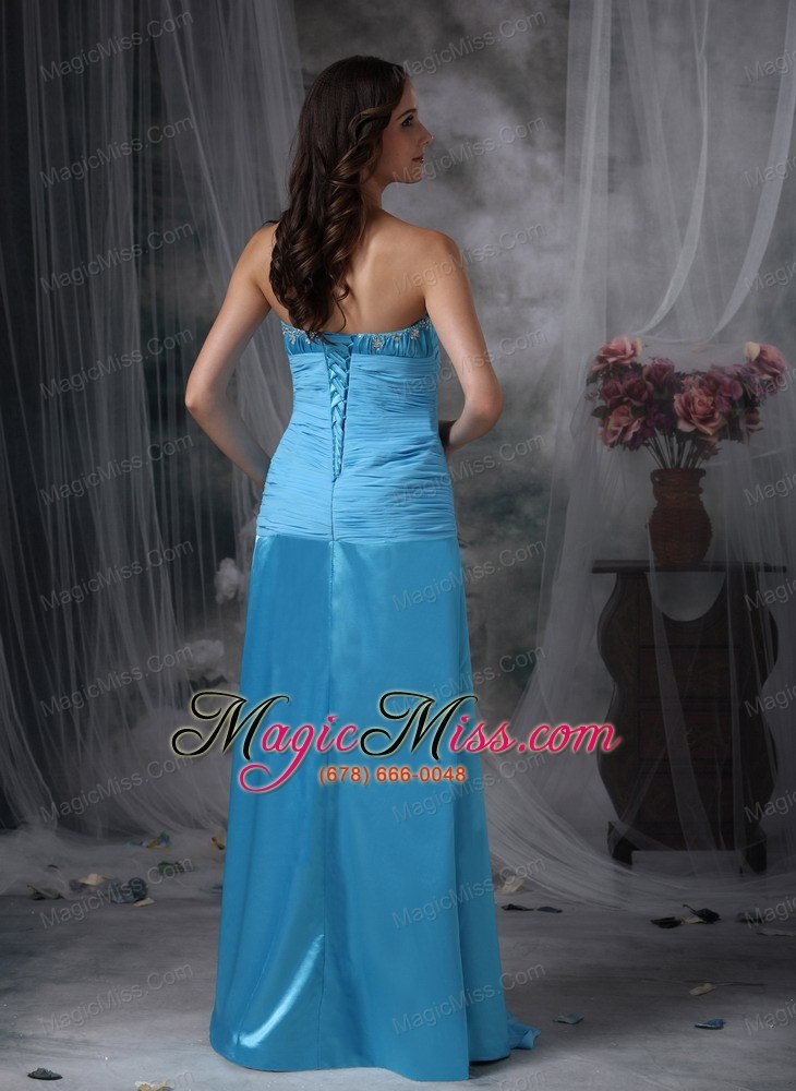 wholesale aqua blue column sweetheart floor-length chiffon and taffeta beading prom dress