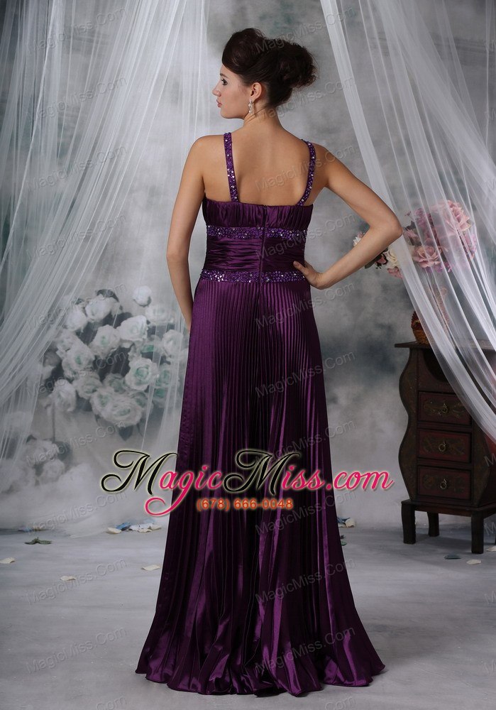 wholesale purple column / sheath straps floor-length taffeta beading prom dress