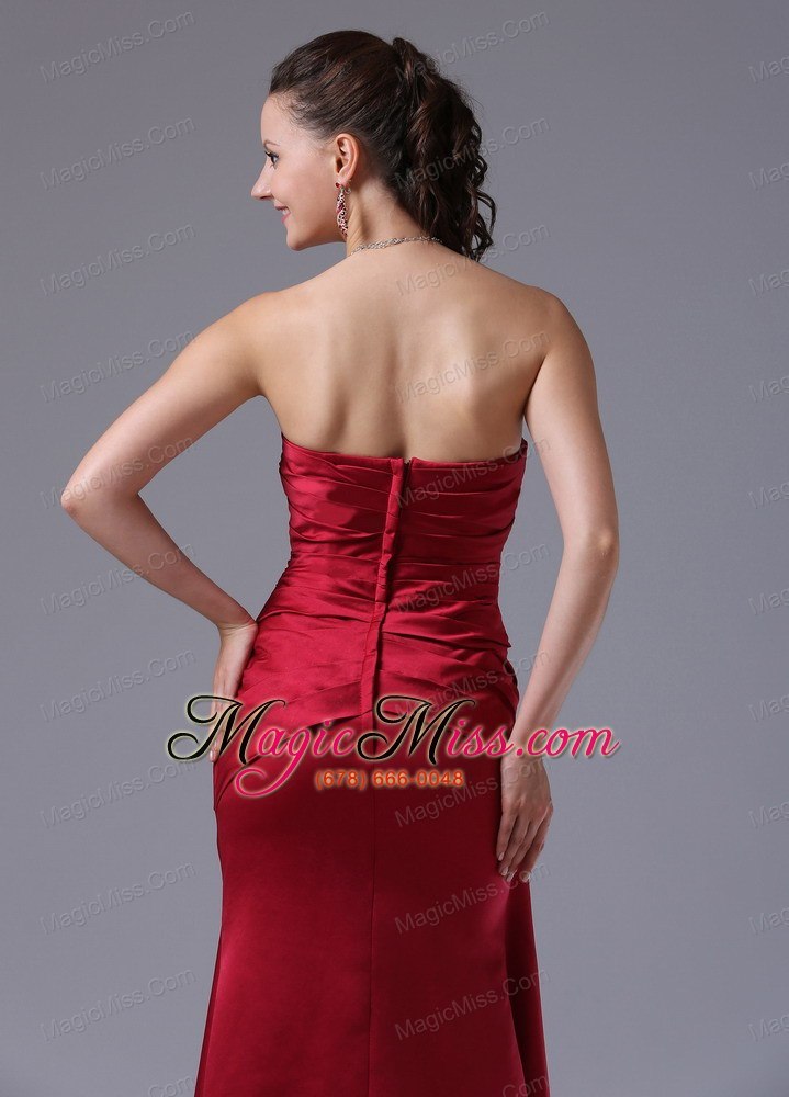 wholesale wine red column v-neck prom dress with ruched decorate bust in branford connecticut