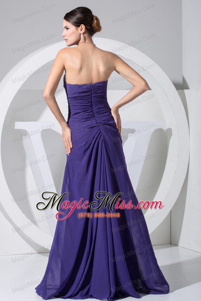 wholesale hand made flowers decorate bodice purple 2013 prom dress floor-length strapless