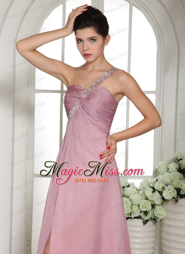wholesale one shoulder high slit lavender 2013 prom dress with ruch and beading