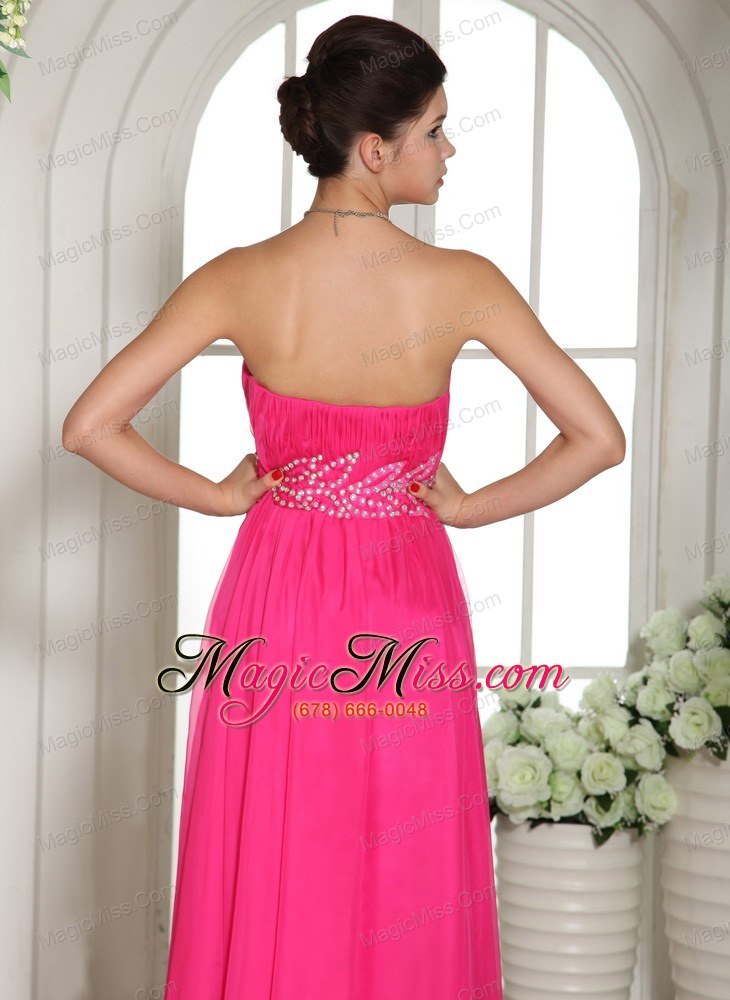 wholesale custom made column hot pink sweetheart prom celebrity dress with ruch and beading in nevada