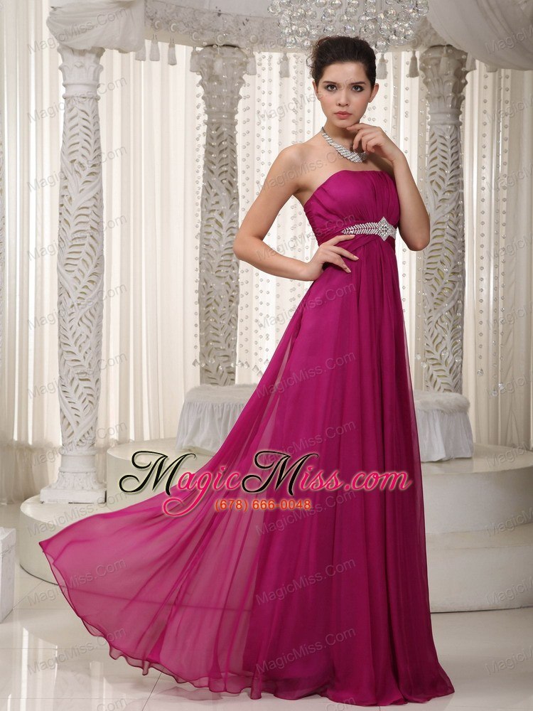 wholesale popular empire strapless floor-length chiffon beading prom / party dress