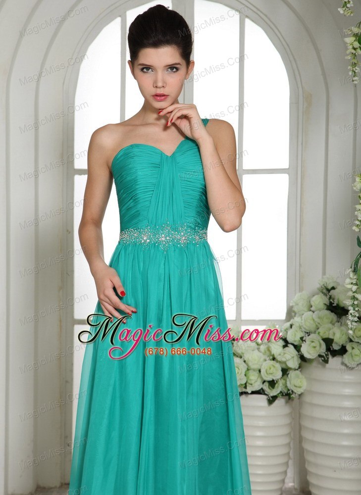 wholesale wholesale turquoise one shoulder prom celebrity dress with ruch and beading in ohio