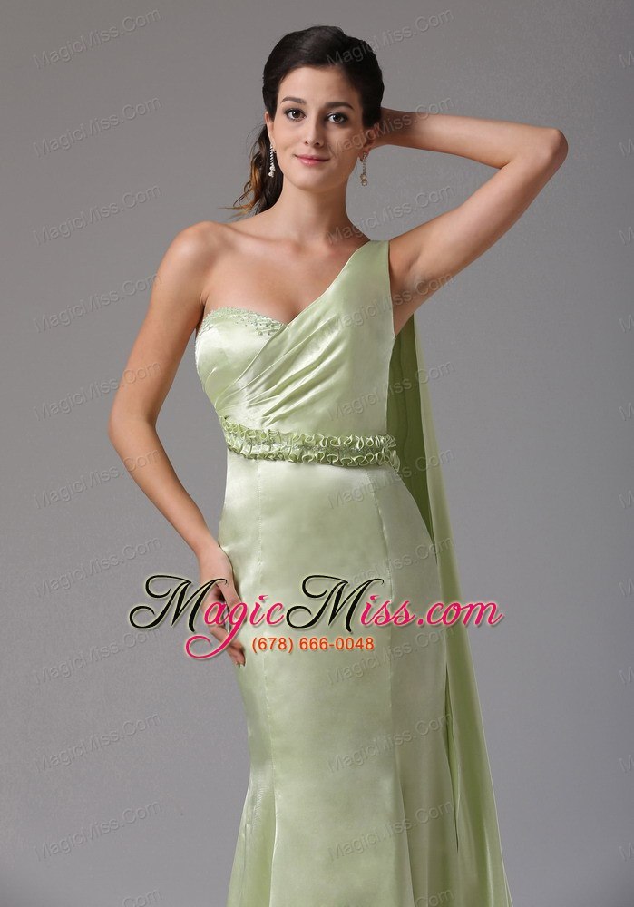 wholesale stylish yellow green one shoulder 2013 prom celebirty dress with appliques watteau train in groton connecticut