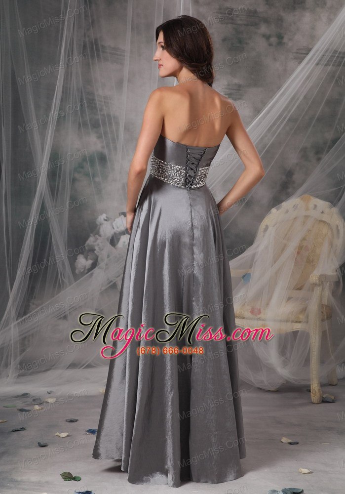 wholesale silver column / sheath strapless floor-length taffeta beading prom dress