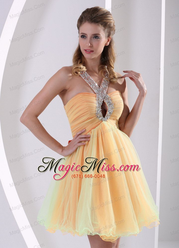 wholesale beaded decorate straps ruched bodice cute prom dress colorful organza