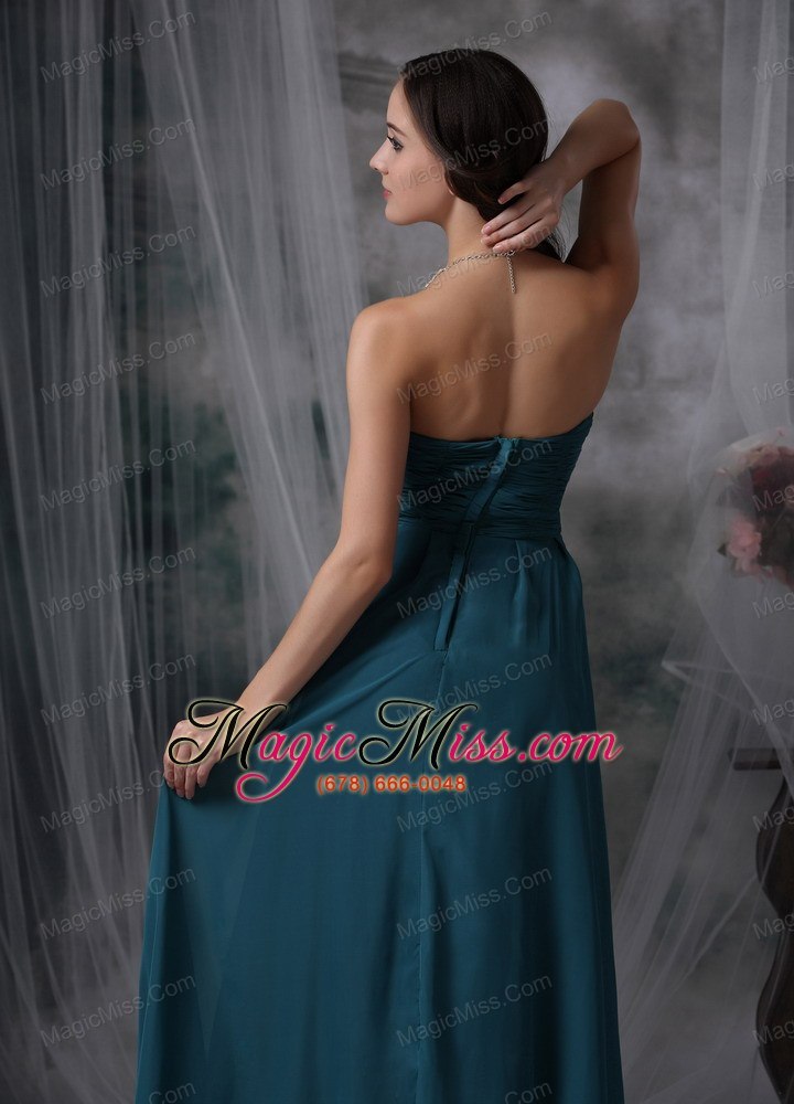 wholesale turquoise empire strapless floor-length chiffon hand made flowers prom / evening dress