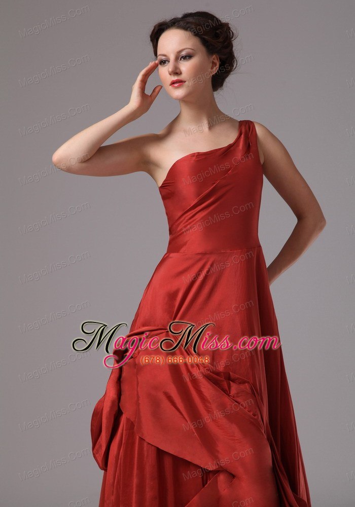 wholesale wine red unique one shoulder taffeta prom dress for custom made in norcross georgia
