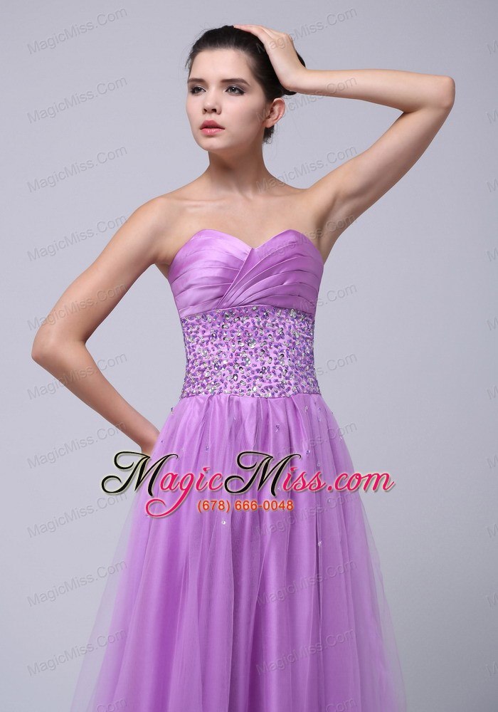 wholesale 2013 lavender beaded decorate and ruch sweetheart prom dress with tulle in ayacucho