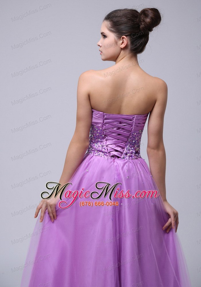 wholesale 2013 lavender beaded decorate and ruch sweetheart prom dress with tulle in ayacucho