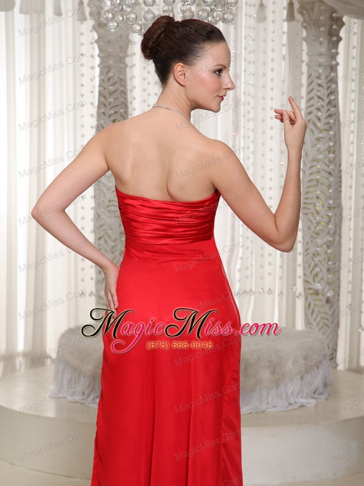 wholesale red v-neck chiffon prom dress with empire