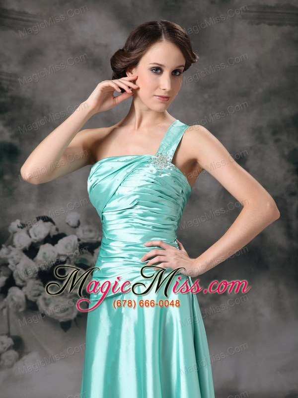 wholesale apple green empire one shoulder floor-length taffeta beading prom / evening dress