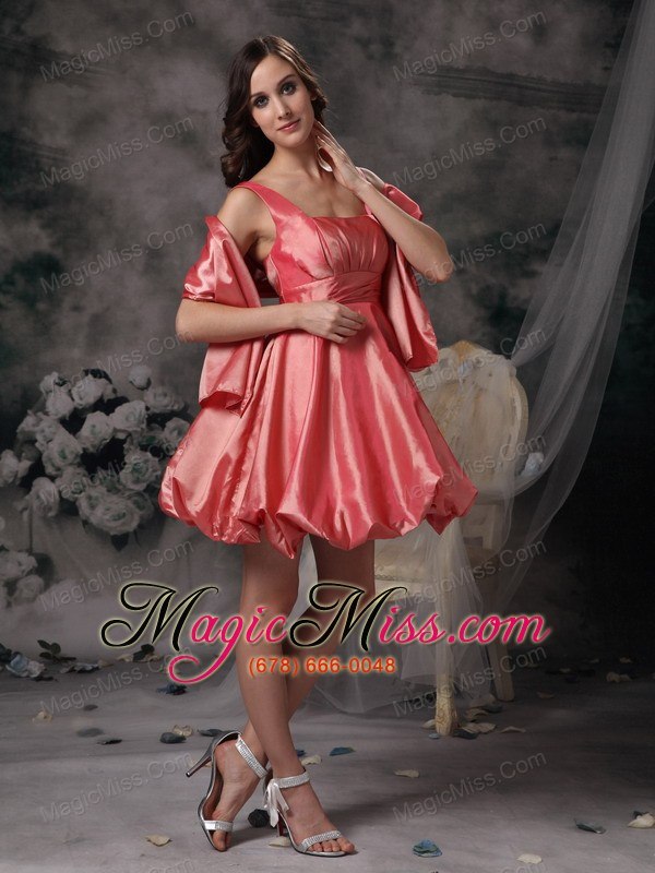 wholesale watermelon a-line straps mini-length taffeta prom / homecoming dress