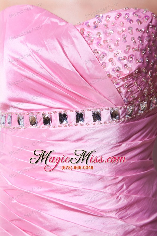 wholesale pink column sweetheart floor-length taffeta beading prom dress