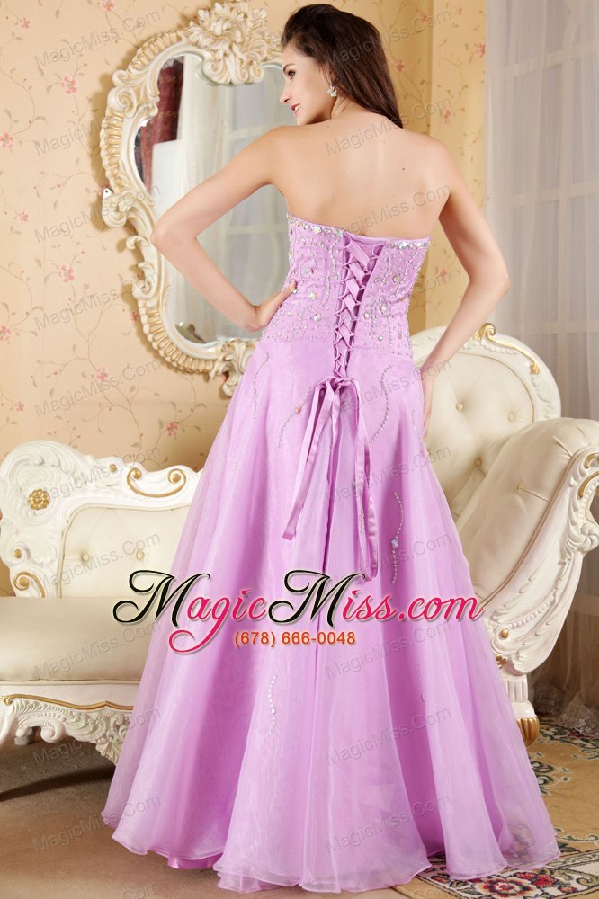 wholesale lavender a-line sweetheart floor-length organza beading prom / evening dress