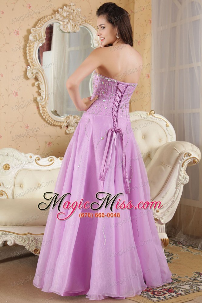 wholesale lavender a-line sweetheart floor-length organza beading prom / evening dress