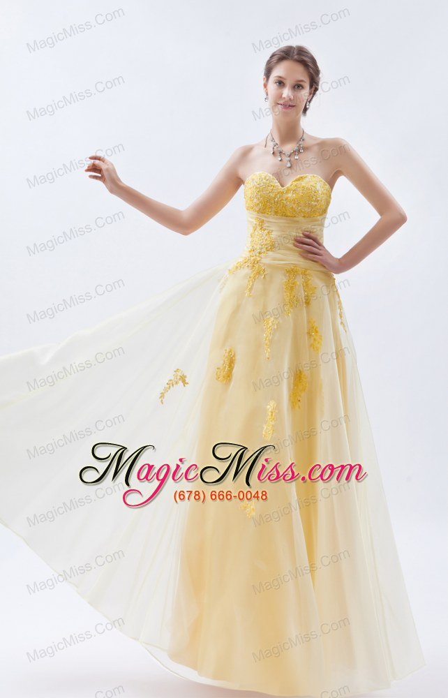 wholesale champagne a-line / princess sweetheart floor-length organza embroidery prom dress