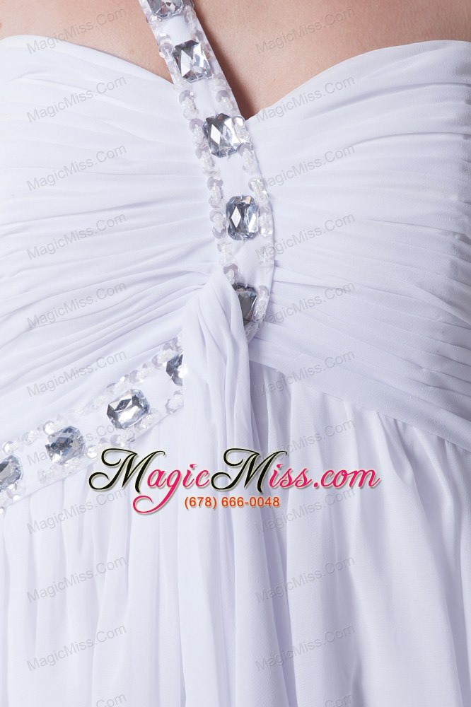 wholesale one shoulder beading ruching empire long wedding dress
