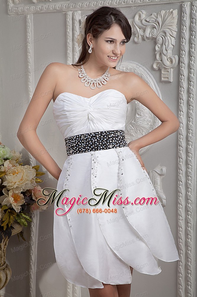 wholesale gorgeous white a-line sweetheart cocktail dress taffeta beading mini-length
