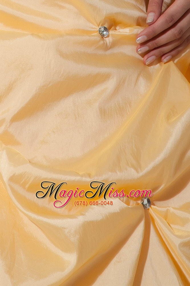 wholesale yellow ball gown sweetheart floor-length taffeta beading quinceanera dress