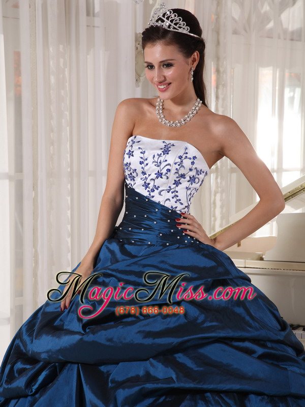 wholesale beautiful ball gown strapless floor-length taffeta and tulle embroidery quinceanera dress