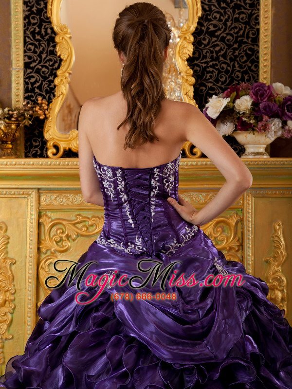 wholesale purple ball gown sweetheart floor-length ruffles organza quinceanera dress