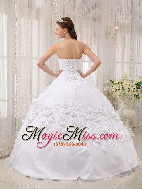 wholesale white ball gown sweetheart floor-length organza appliques quinceanera dress
