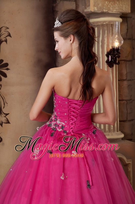 wholesale hot pink a-line sweetheart floor-length organza beading quinceanera dress