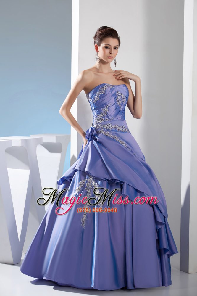 wholesale appliques ruching ball gown floor-length strapless quinceanera dress
