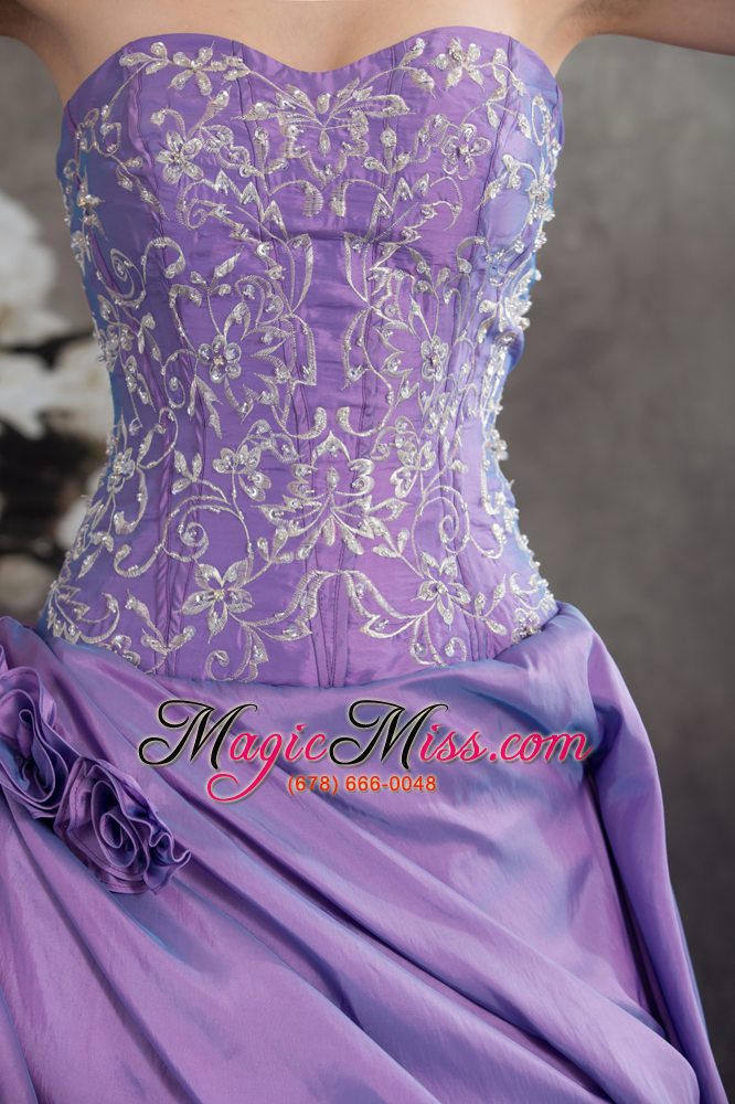 wholesale lavender ruffles hand made flowers embroidery quinceanera dress