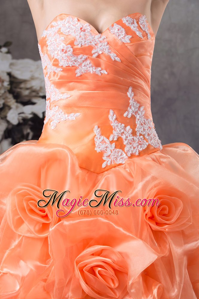 wholesale hand made flowers with appliques sweetheart a-line prom dress