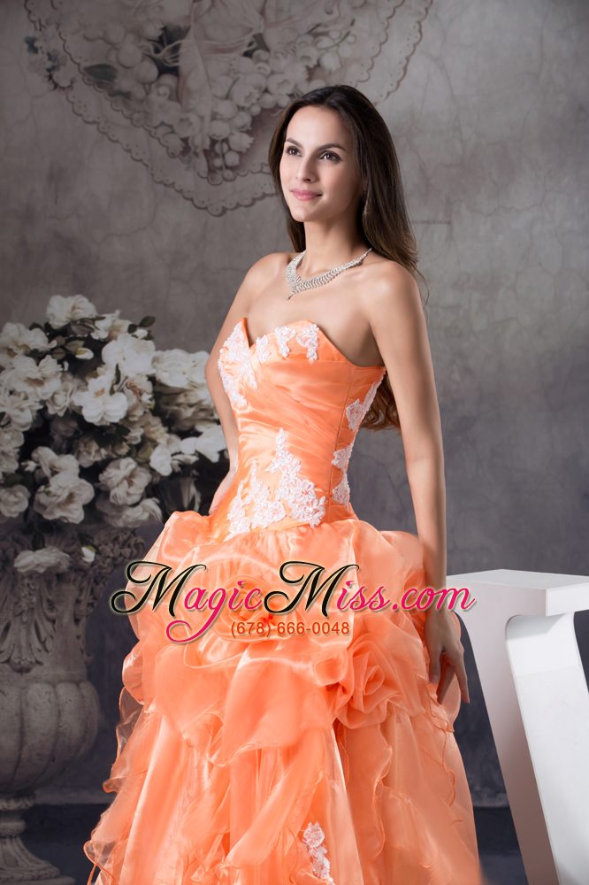 wholesale hand made flowers with appliques sweetheart a-line prom dress
