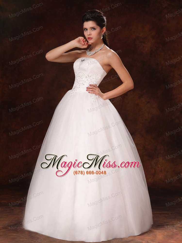 wholesale 2013 new arrival strapless appliques and beading church wedding dress for custom made