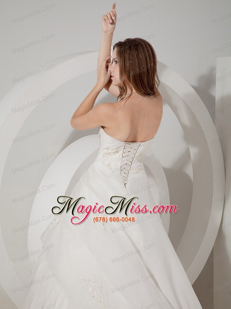 wholesale elegant a-line sweetheart court train organza appliques wedding dress